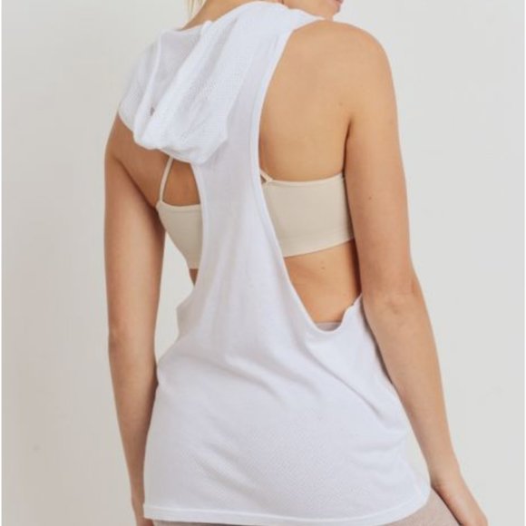 Hoodie Mineral Wash Textured Mesh Muscle Tank - Picture 1 of 7